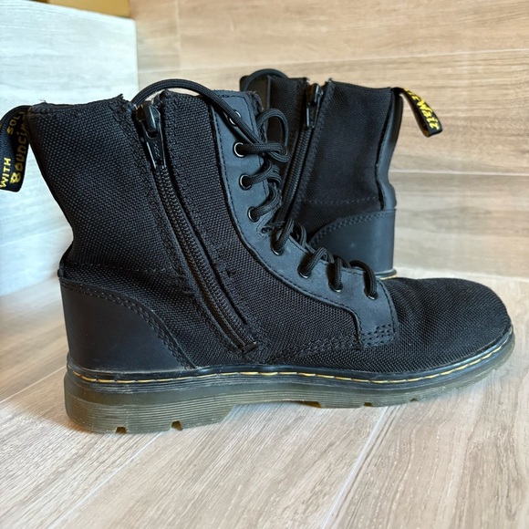 DR MARTENS Airwair COMBS J COMBAT BOOTS KIDS CANVAS SHOES BLACK SIDE ZIP - Picture 3 of 9
